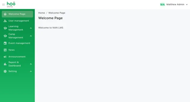Screenshot of the Nan LMS admin portal